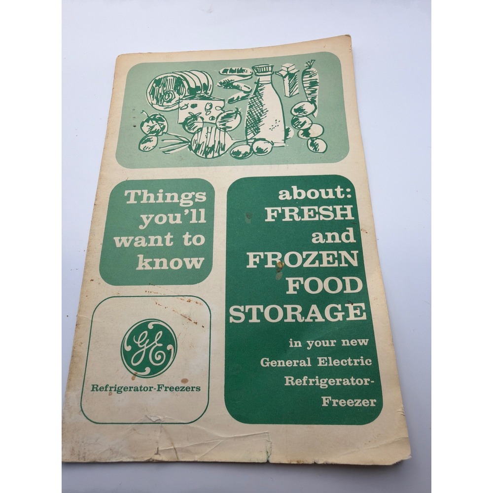 Vintage General Electric GE Refrigerator Freezer Food Storage Guide Manual 1950s
